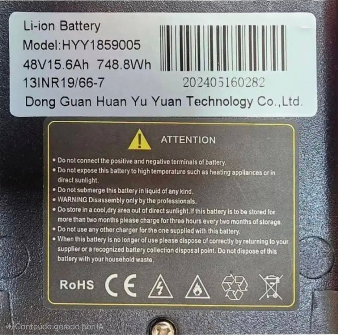 Bateria Extra Inow 48V 15.6Ah Original – Mais Autonomia para Bike Elétrica | Ativo e Online