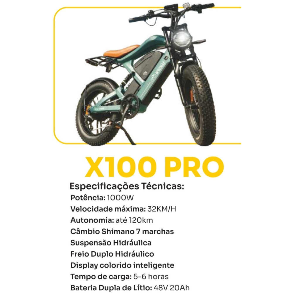 Inow X100 Pro 1000w Verde 🚲 Bicicleta Elétrica | Autonomia até 120km | Lançamento | Envio por Transportadora