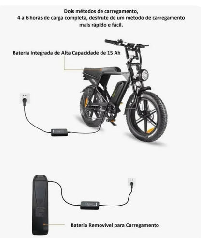 Ouxi V8 Pro Max 1000w 🚲 Bicicleta Elétrica Duas Baterias até 120km | Potência e Autonomia | Envio por Transportadora
