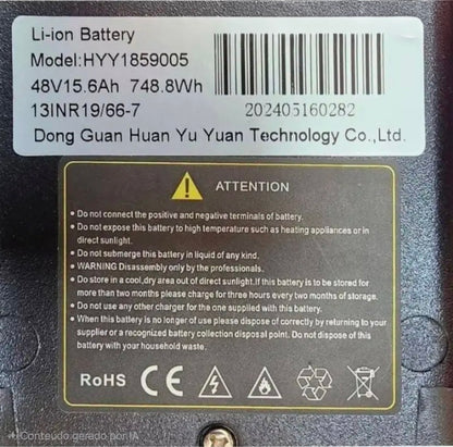 Bateria Extra Inow 48V 15.6Ah Original – Mais Autonomia para Bike Elétrica | Ativo e Online