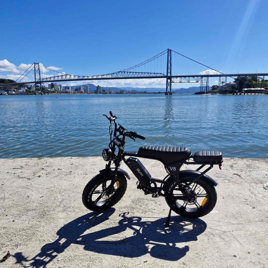 Bicicleta elétrica Ouxi V8 1000W com garupa e bateria 48V – Ativo e Online
